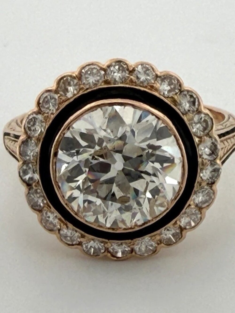 Vintage 3.00ctw Natural Diamond Circular Brilliant Halo Ring GIA Report 14K/15K
